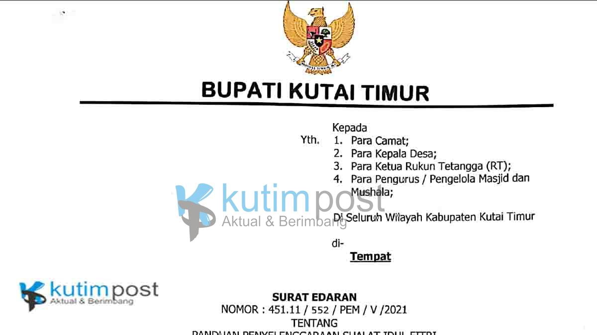Bupati Kutim Keluarkan Surat Edaran Terkait Sholat Ied 2021 Di Saat Pandemi Covid Bupati Kutim Keluarkan Surat Edaran Terkait Sholat Ied 2021 Di Saat Pandemi Covid