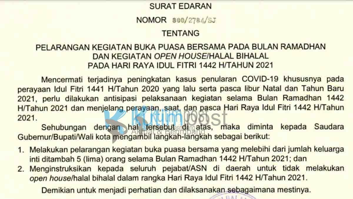 Mendagri Larang Bukber dan Open House Idul Fitri 1442 H Mendagri Larang Bukber dan Open House Idul Fitri 1442 H
