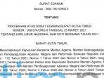 Surat Edaran Bupati Terkait Libur Nasional dan Cuti Bersama Tahun 2021 Surat Edaran Bupati Terkait Libur Nasional dan Cuti Bersama Tahun 2021
