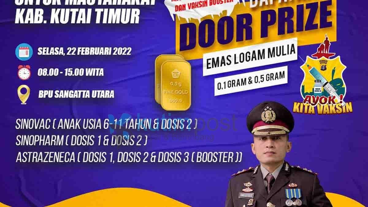 Ajak Masyarakat Vaksin, Polres Kutim Bagikan Emas Logam Mulia Ajak Masyarakat Vaksin, Polres Kutim Bagikan Emas Logam Mulia
