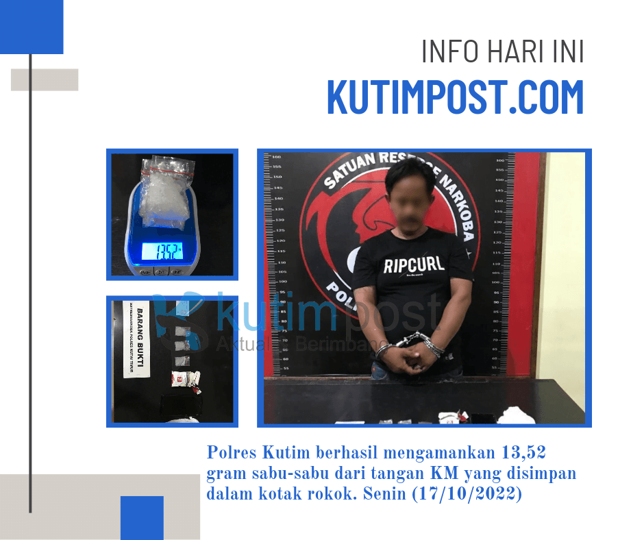 Resnarkoba Polres Kutim Berhasil Amankan 13,52 Gram Sabu-sab