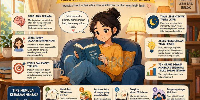 Membaca Buku 20 Menit Sehari: Kebiasaan Sederhana dengan Dampak Besar bagi Otak dan Kesehatan Mental