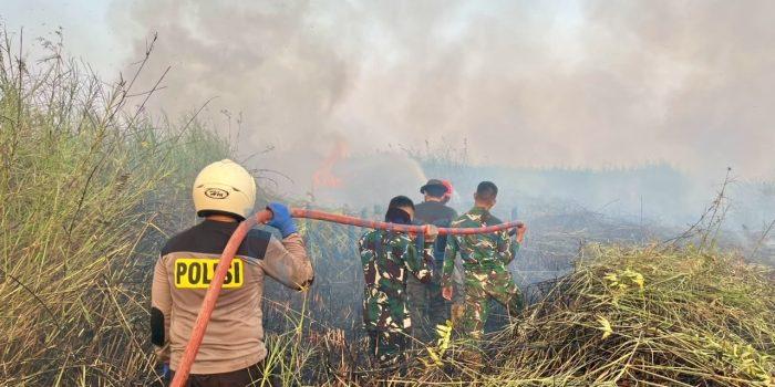 Karhutla 6 Hektare, Polsek Sangatta Utara Turun Padamkan Api