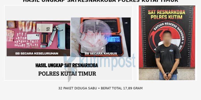 Sat Resnarkoba Polres Kutim Ungkap Kasus Narkoba, 32 Paket Sabu Disita di Sangkulirang